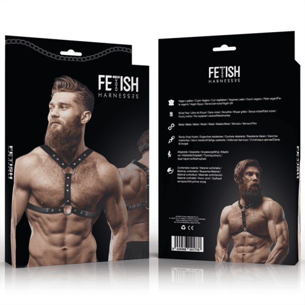 FETISH SUBMISSIVE ATTITUDE - ECO-LEATHER CHEST HARNESS WITH DOUBLE SUPPORT AND STUDS FOR MEN 4